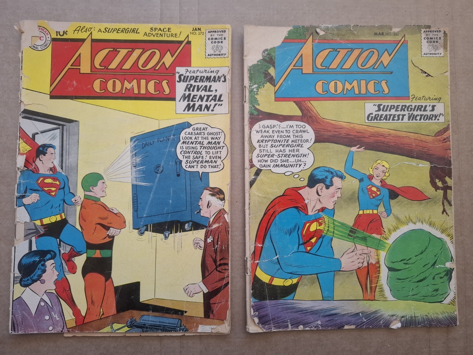 VERY LOW GRADE Lot Of 2 Action Comics 262 272 (1960) Superman Supergirl
