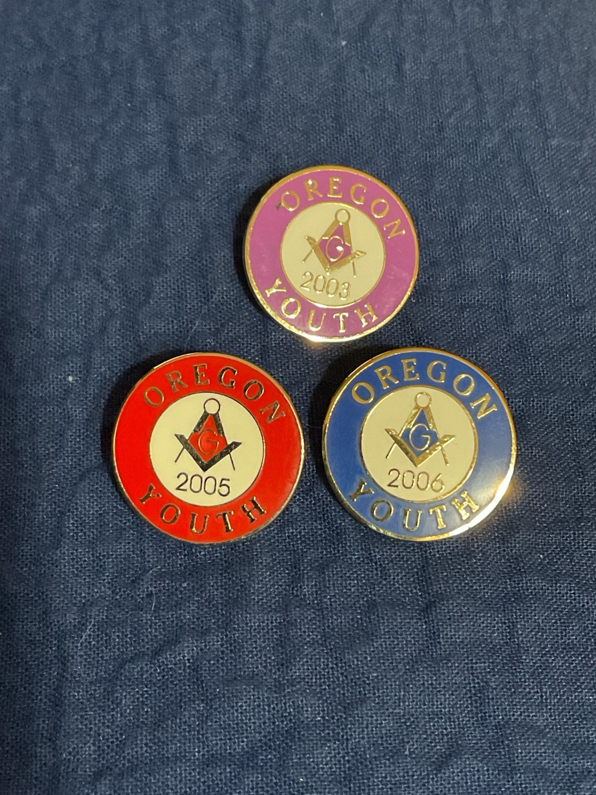 Vintage Oregon Masonic Youth Enamel Lapel Pin Lot Of 3