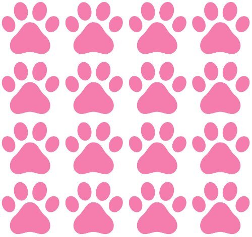 Dog Paw Prints - Vinyl Decals for Walls, (Light Pink, 16 Paws) | Each Paw is 2.5