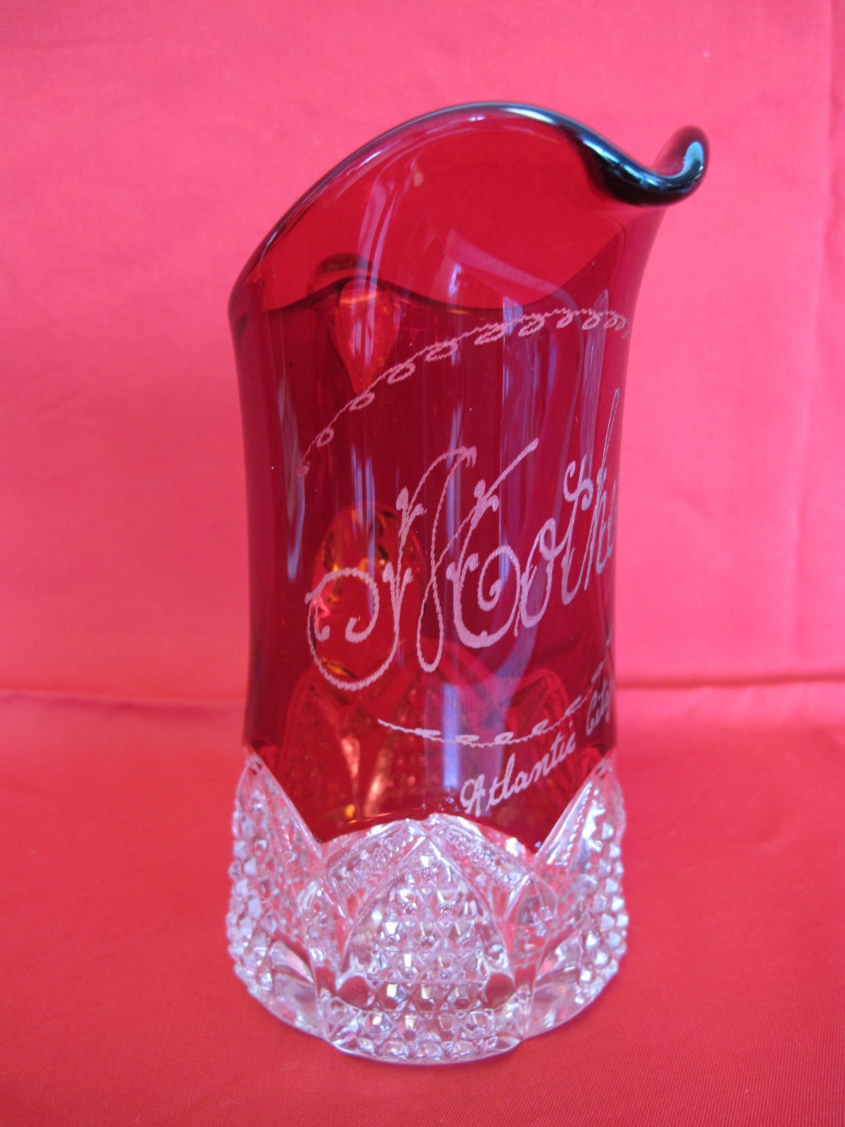 RUBY CRYSTAL ETCHED ENGRAVED \