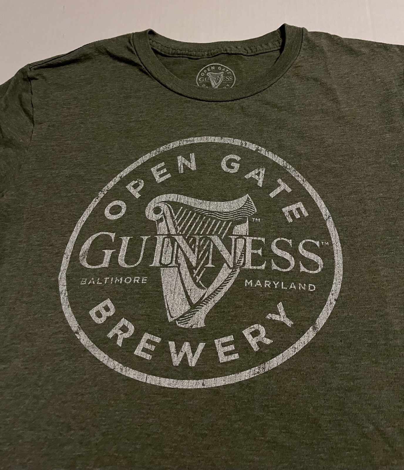 Guinness Open Gate Brewery Baltimore Maryland Beer Harp T-Shirt MEDIUM Draught 