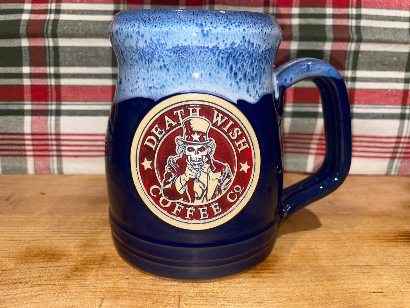 DEATH WISH COFFEE TANKARD Deneen Pottery UNCLE SAM  7-14-2015 1529/2000