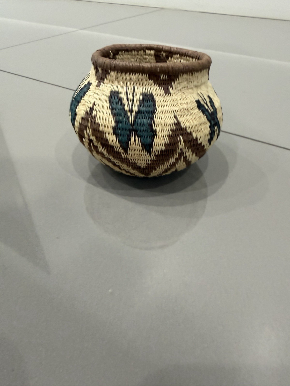Indian Hand Woven Basket With Butterfly Motif