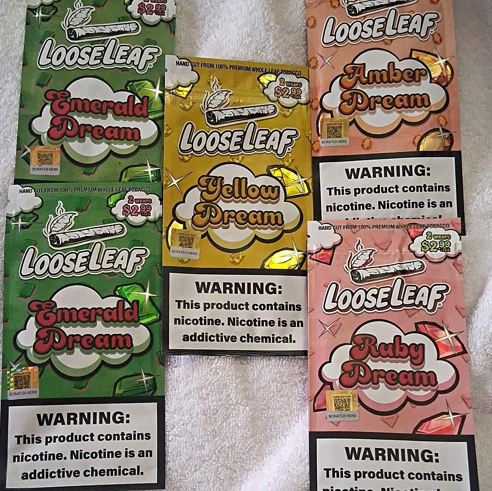 LooseLeaf Emerald Dream Yellow Dream Amber Dream Ruby Dream Whole Leaf Wraps