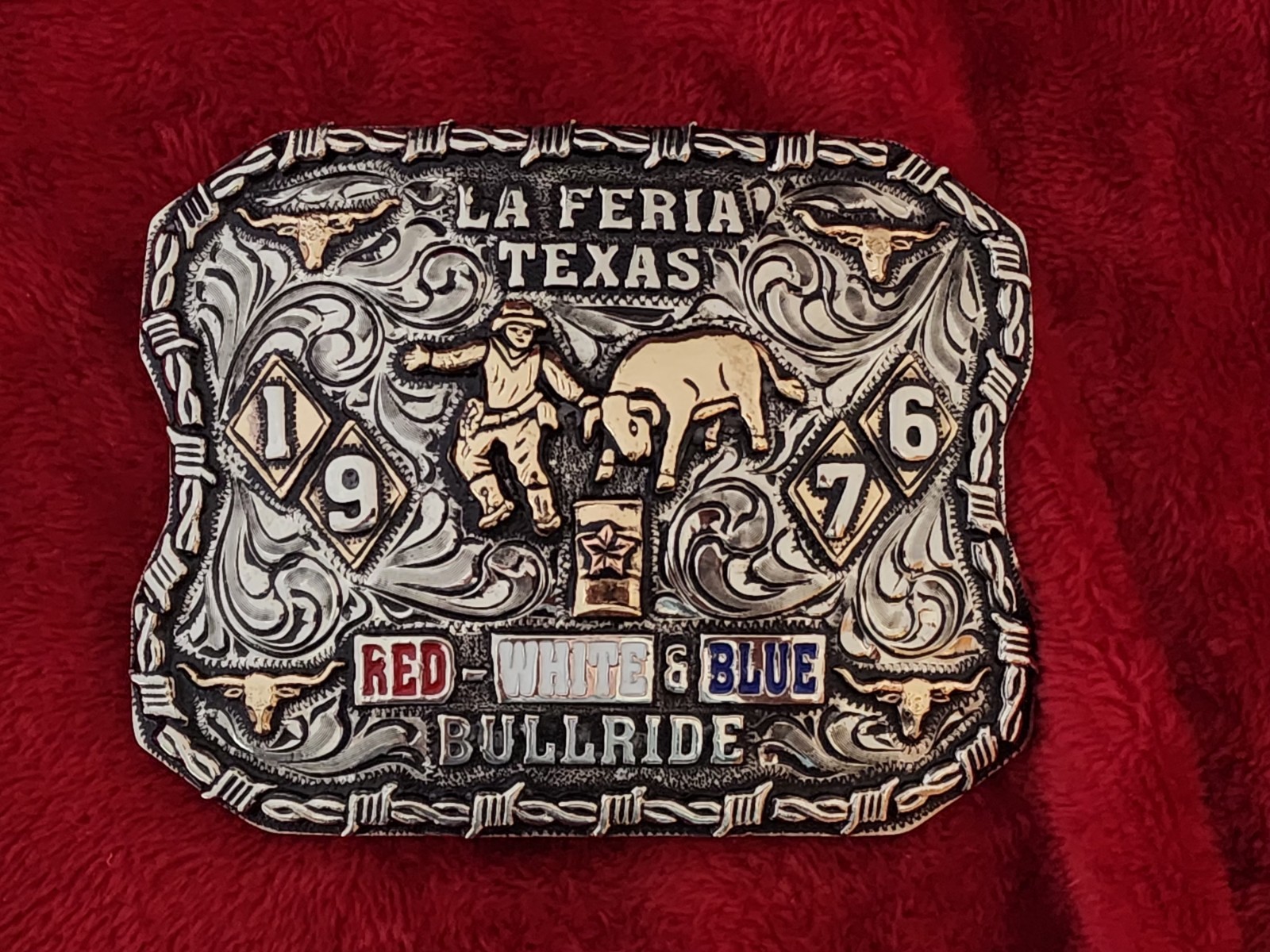 Rodeo BULLFIGHTER Champion☆1976☆La Feria Texas☆X~Treme☆Trophy Buckle☆Rare☆T02