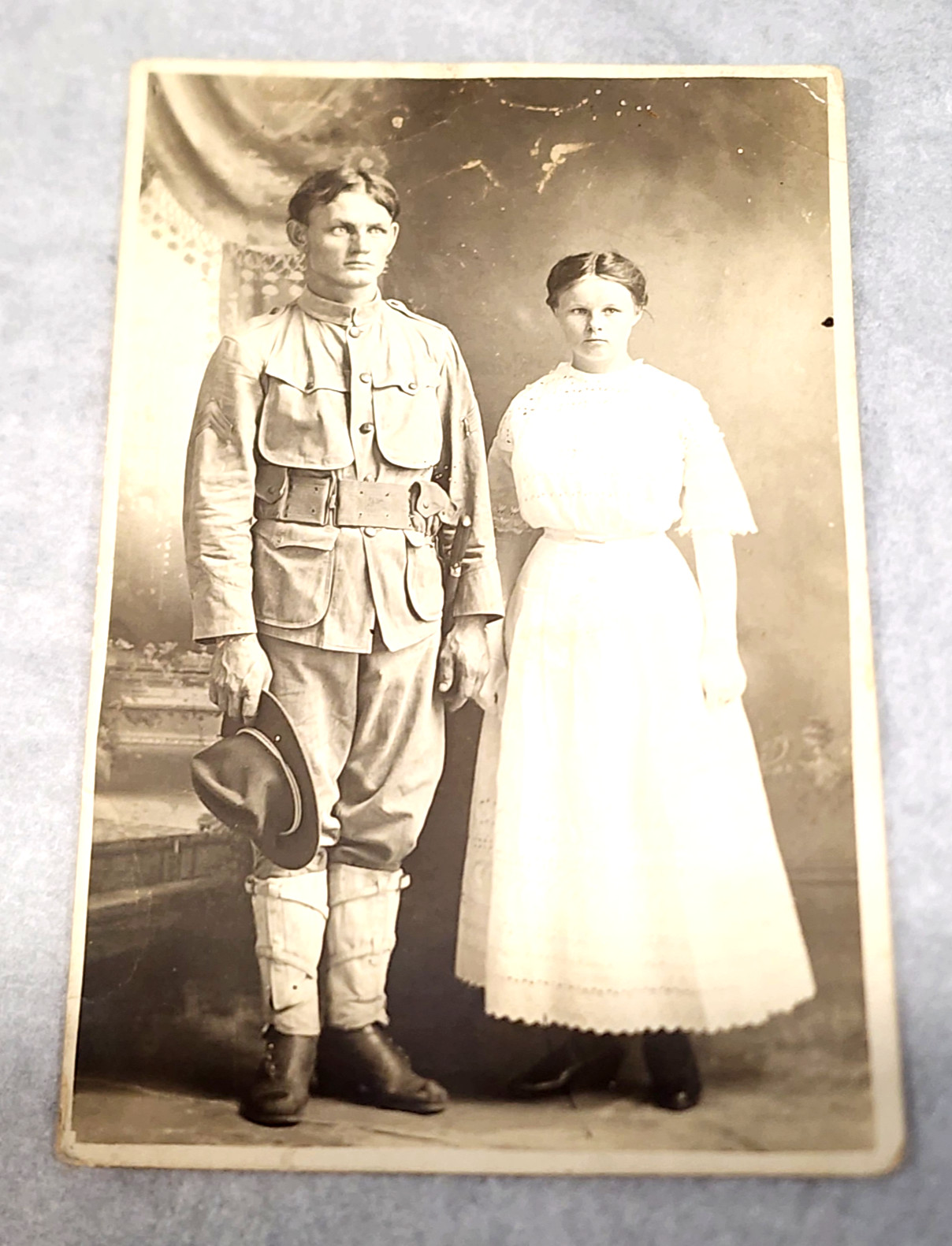 Antique WWI Military RPPC Photo Jacob Trina Chandler Soldier Tomball Texas Card