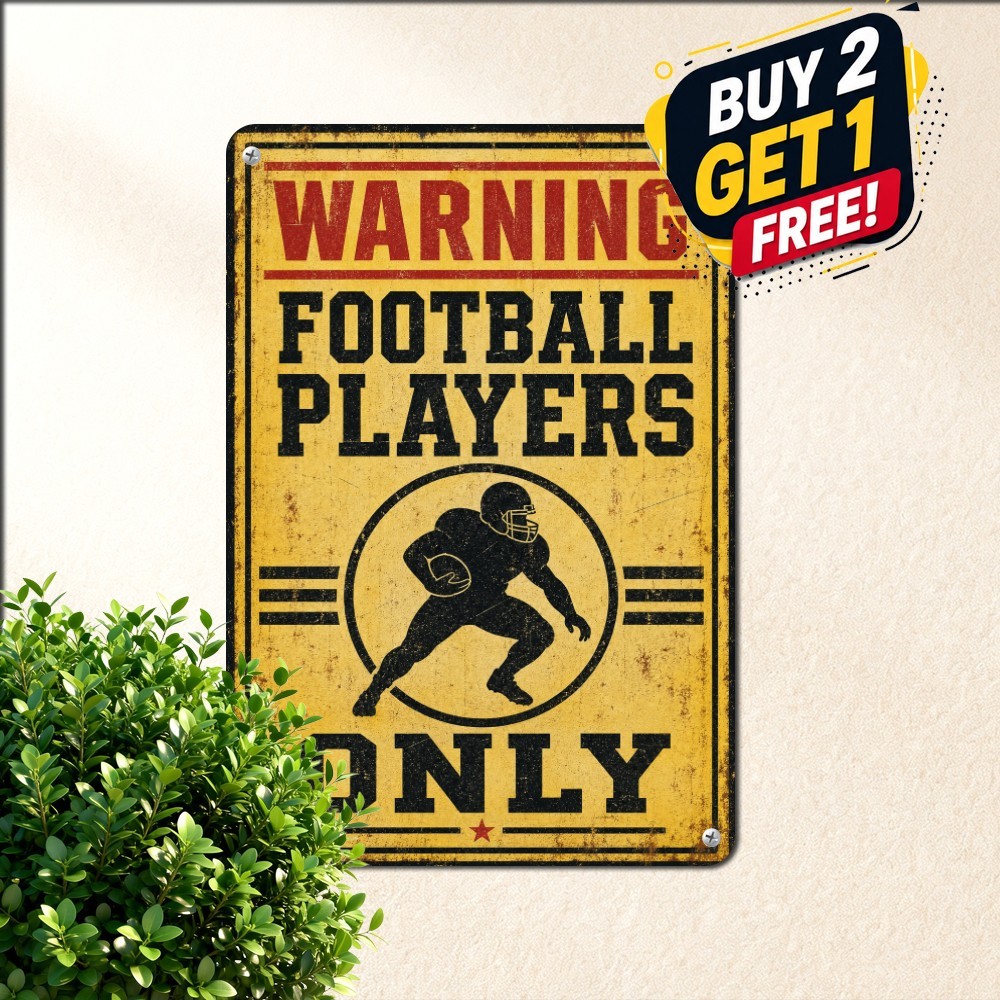 Football Boys Room Sports Tin Sign Vintage Player Den Metal Wall Plaque