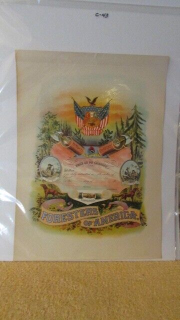 Vintage Foresters of America Fraternal Order Members Certification Print  (2)