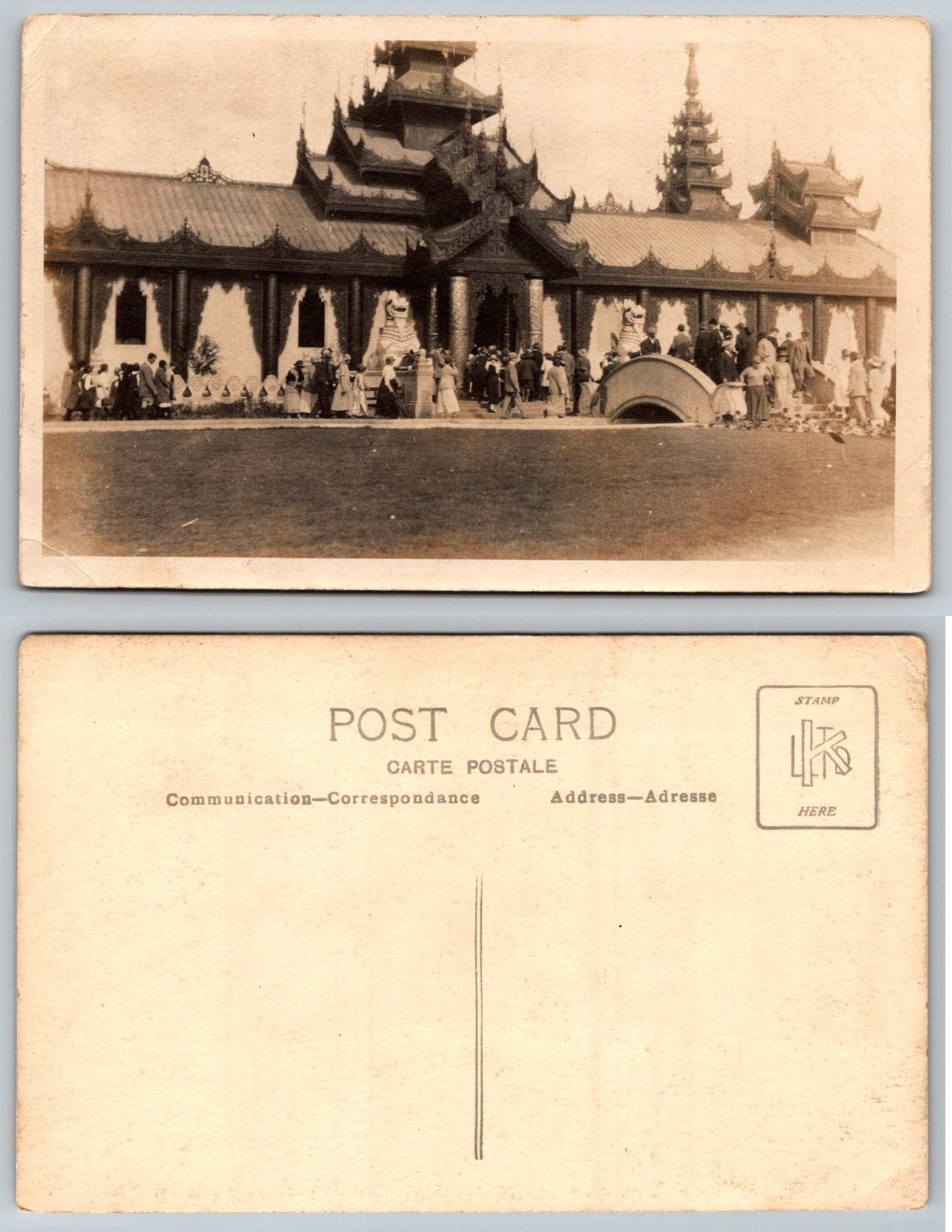 Vintage RPPC Mandalay Palace Burma Myanmar Royal Pavilion Pagoda Postcard