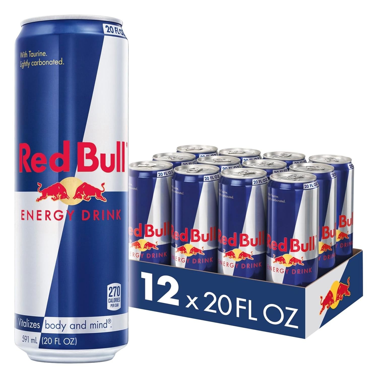 Red Bull Energy Drink with 189mg Caffeine plus 20 Fl Oz, Pack of 12 Cans Red Bull Energy Drink with 189mg Caffeine plus 20 Fl Oz, Pack of 12 Cans