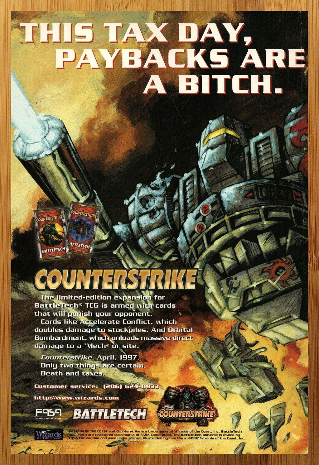 1997 Battletech TCG Counterstrike Print Ad/Poster Mech CCG Card Game Promo Art