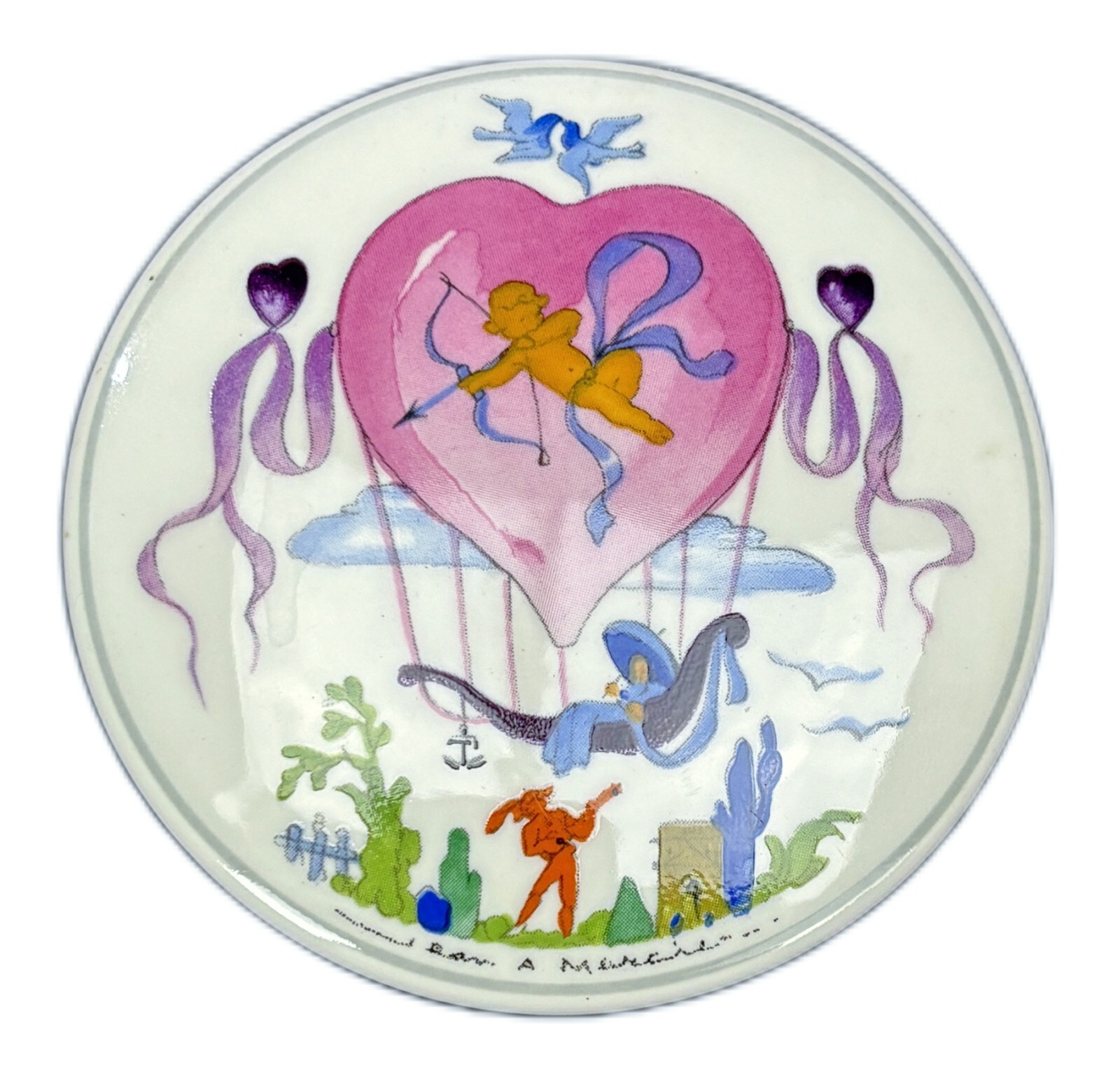 Villeroy Boch Le Ballon Jean Mercier Paris Trinket Box Dish Cupid Lovers Balloon