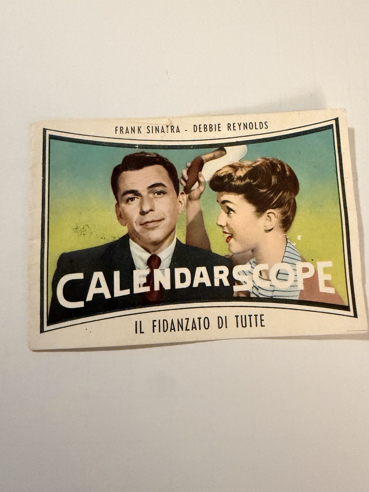 1958 Italian Pocket Calendar Frank Sinatra Debbie Reynolds Holden Jennifer Jones