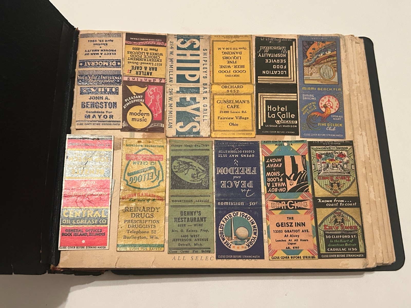 Vtg 1940s Matchbook Collection Scrapbook Lot of 119 Advertising Match Covers