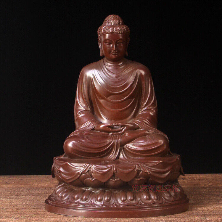 11\'\' China Tibet Shakyamuni Amitabha Buddha Bronze Statue