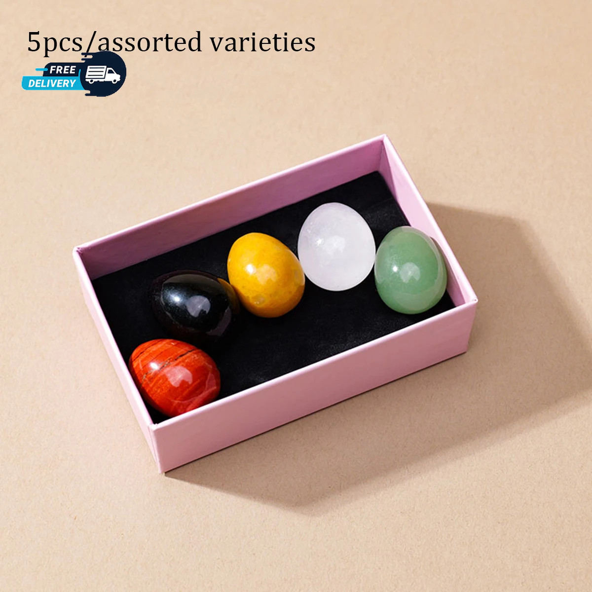 5/7/10pcs /box Natural Crystal Egg Stone Mini Polished Gemstone Jewelry Home Dec