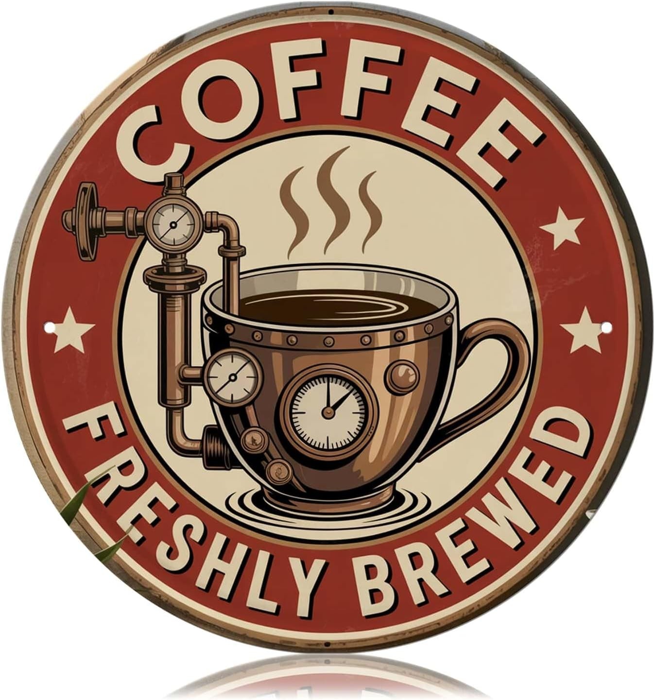 Coffee Freshly Brewed Tin Metal Signs Home Décor 8x8 Inch Steampunk Coffee Cup P