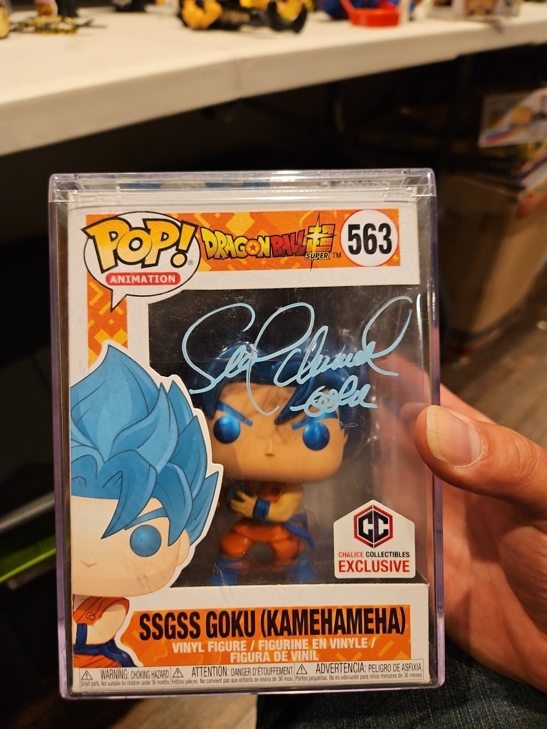 Funko Pop DBS Chalice SSGSS Goku Kamehameha #563 Signed by Sean Schemmel Jsa