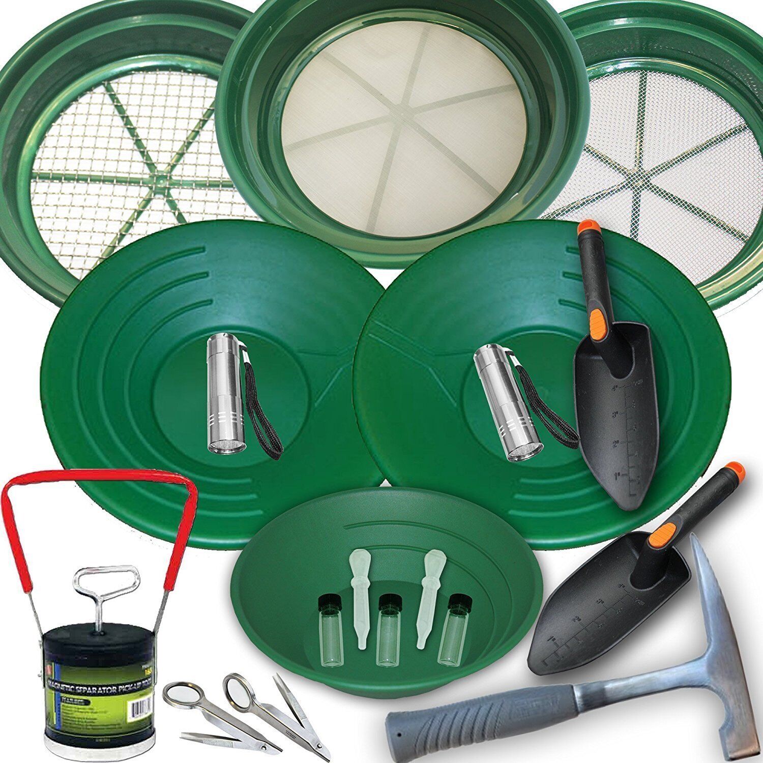 ASR Outdoor 19pc Ultimate Gold Panning Prospecting Kit for Beginners and Kids