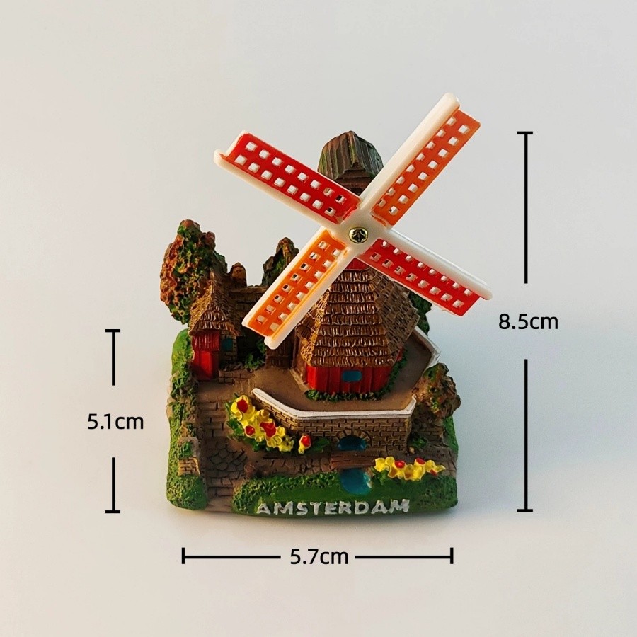 Amsterdam Windmill Netherlands Landmark Model Figurine Home Resin Table Ornament