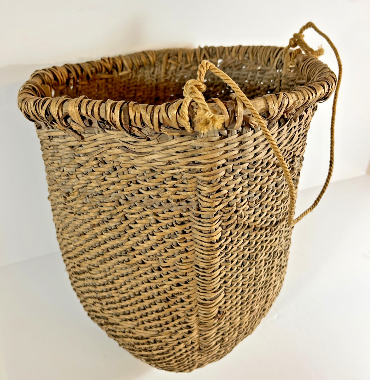 Rare Antique Mescalero Apache Indian Twined Gathering Basket, c. 1800s