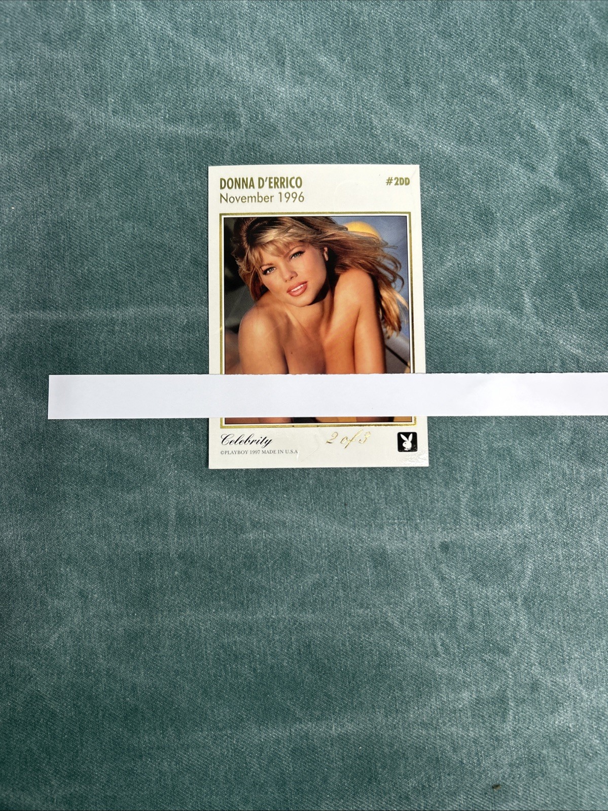 DONNA D\'ERRICO GOLD FOIL CELEBRITY PLAYBOY NOVEMBER 1996 #2DD 5”x3 1/2”