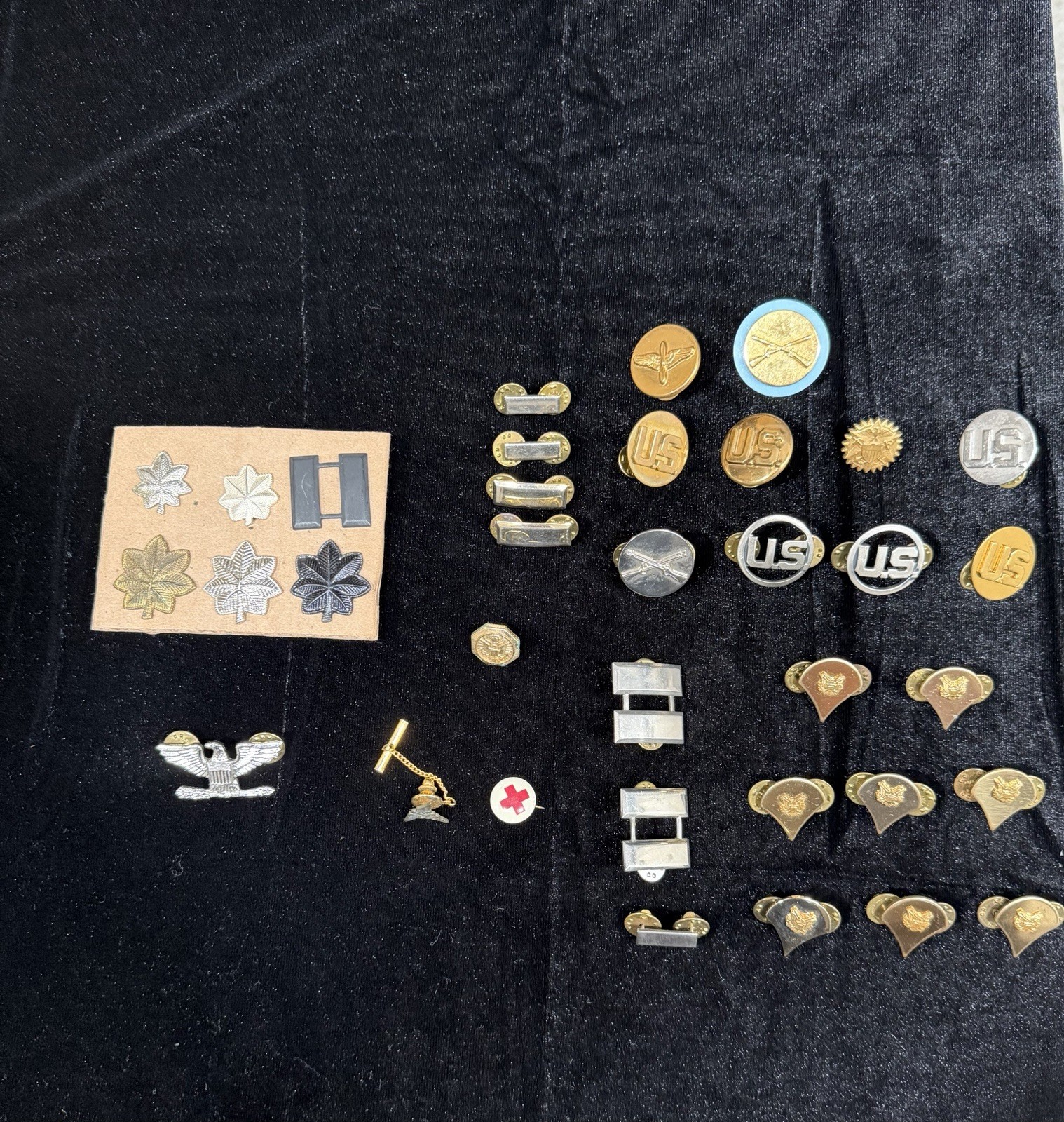 WWII US Military Original Pins Collection - Officer Insignia, Badges, Emblems