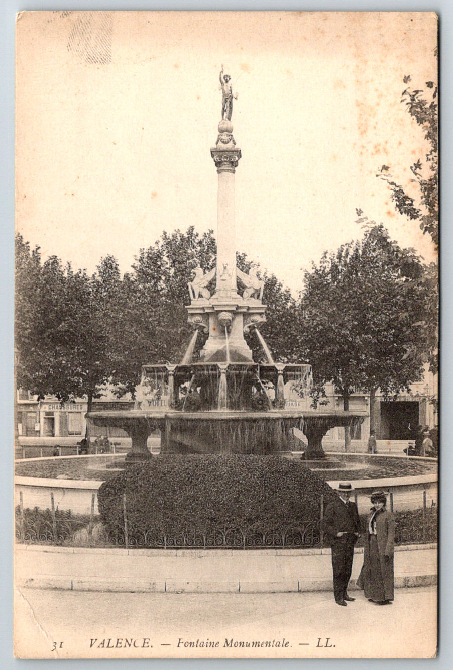 c1910s Valence Fontaine Monumentale Antique Postcard