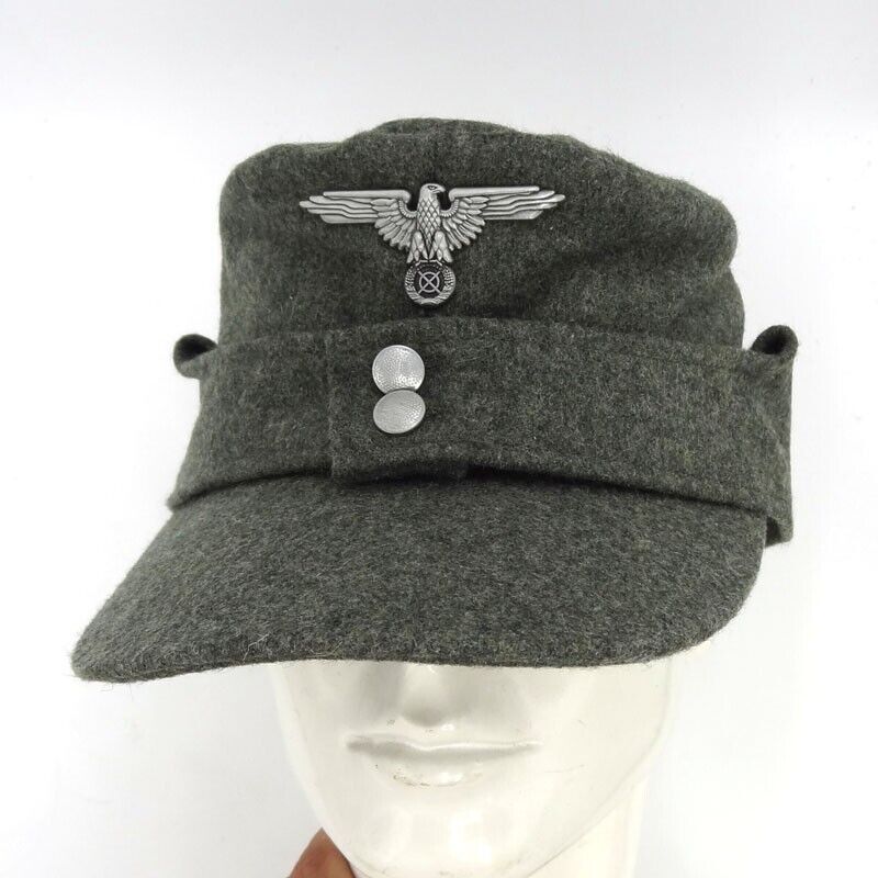 WW2 German Army Solider M43 Field Wool Cap Hat & German Eagle Badge Pin Size 59