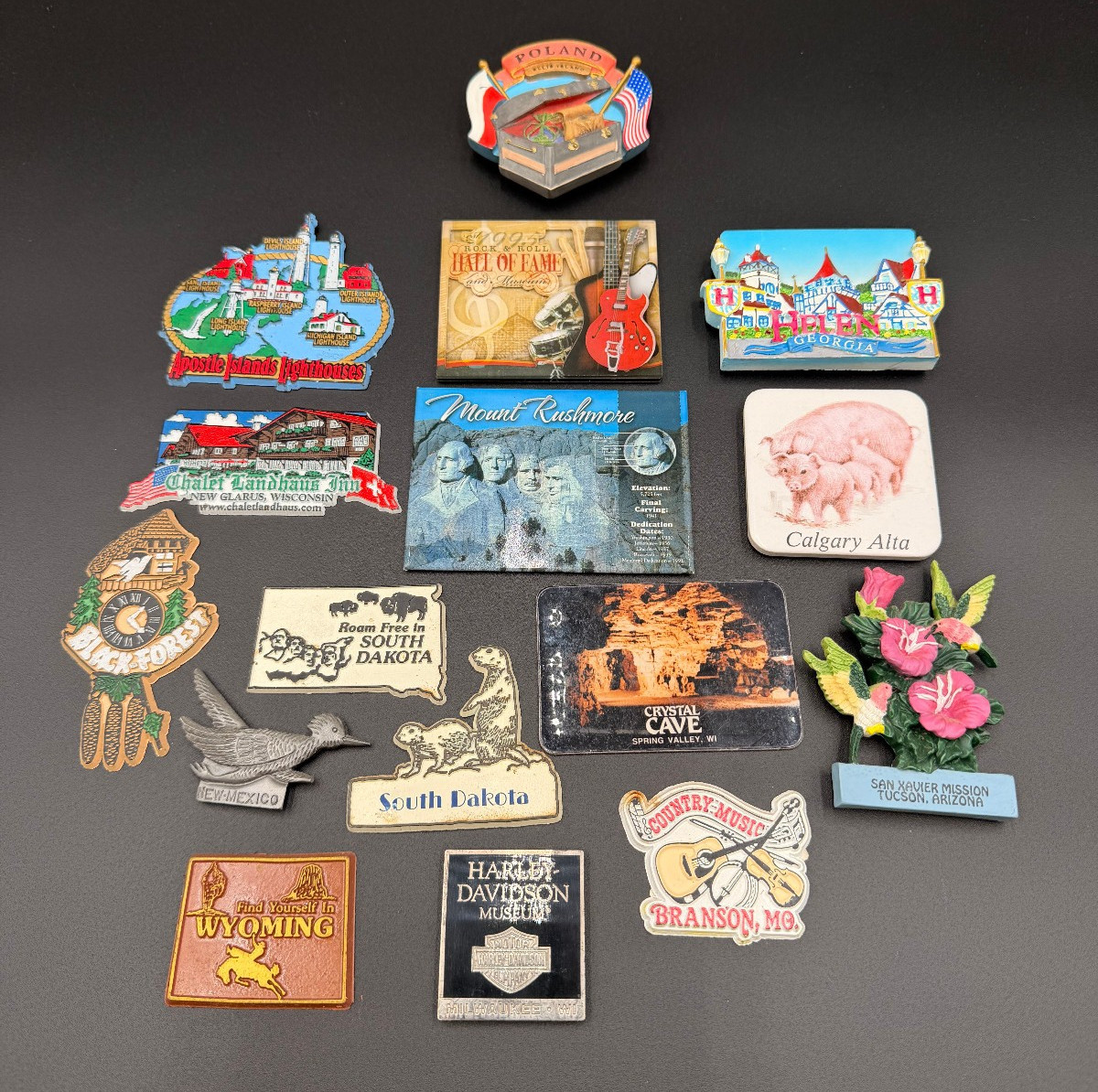 Vintage Souvenir Refrigerator Magnet Lot of 16 Harley Davidson Wyoming Branson