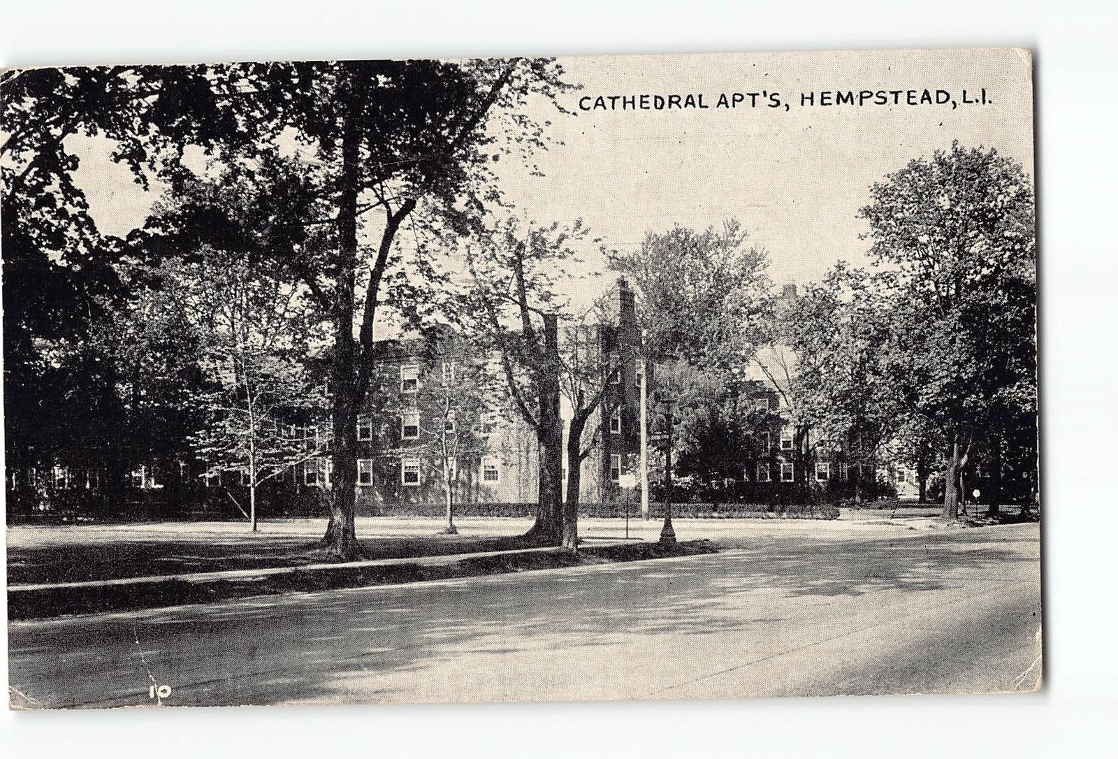 Hempstead Long Island New York NY Postcard 1935 Cathedral Apartments