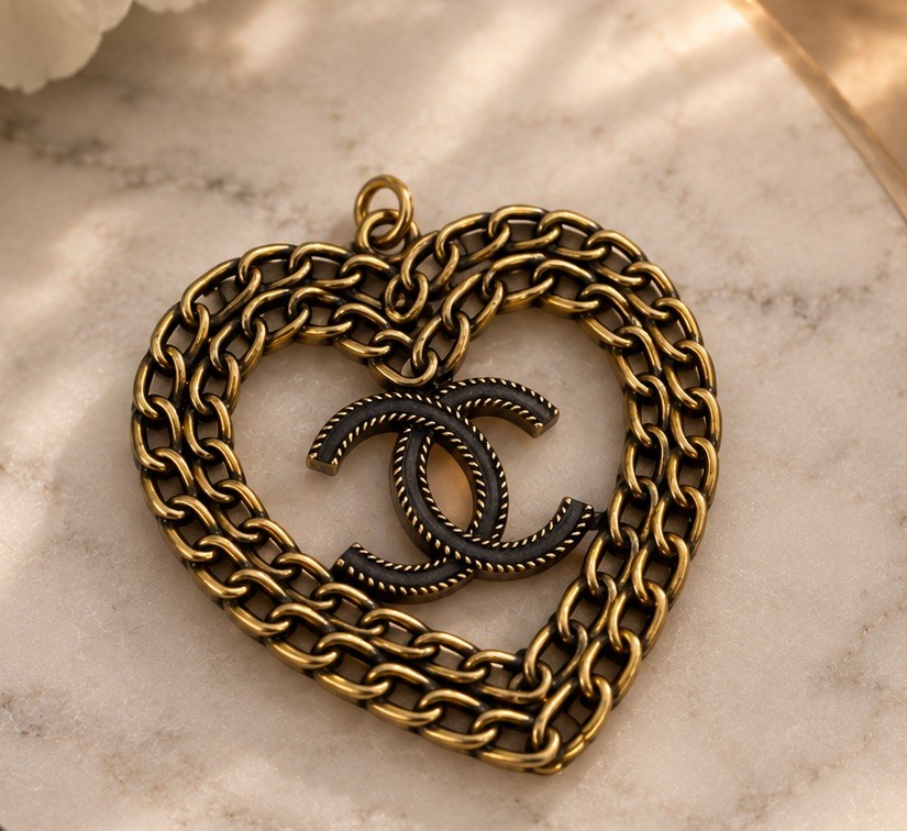 Chanel Flat Button XL 60mm 6cm Single Metal/ antique gold