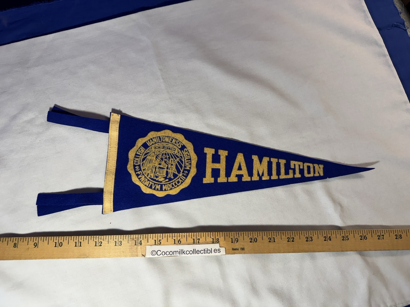 Small 1970's Souvenir Felt Pennant Hamilton College University School Blue