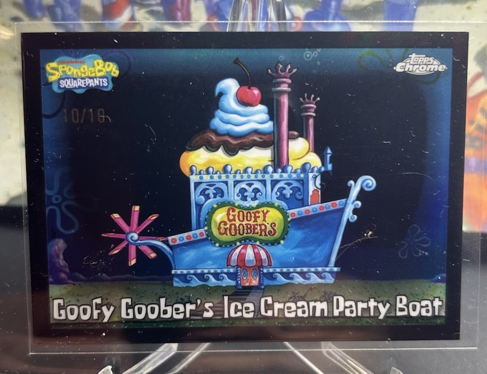 Topps Chrome SpongeBob 2025 Goofy Goober’s Ice Cream Party Boat Black Ref /10