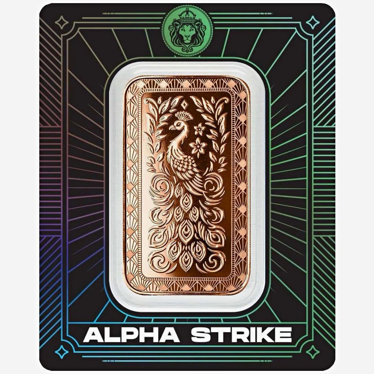 Marquee Peacock Alpha Strike™ 1 AVDP oz Copper Bar - Alpha Strike™