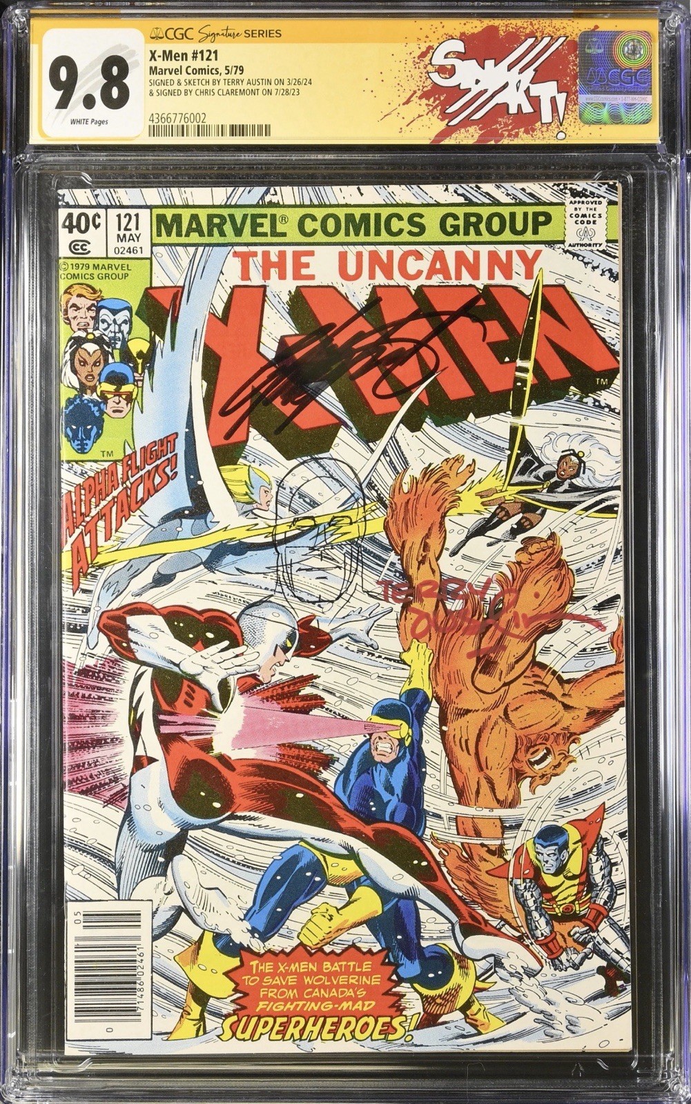 CGC 9.8 SS Signed Sketch Austin Claremont Marvel Comics The X-Men #121 1979