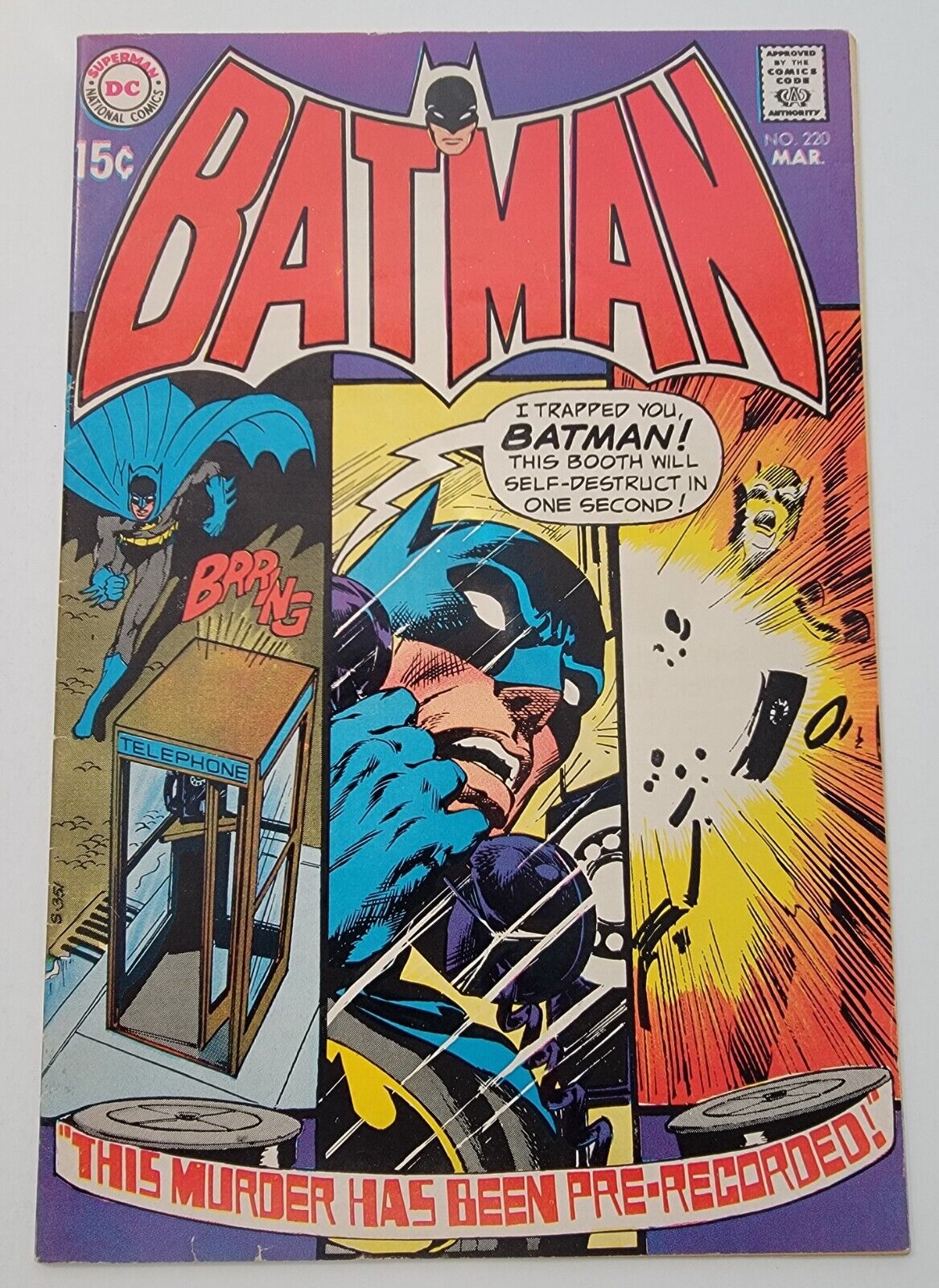 Batman #220 VF Classic Neal Adams Cover 1970 Vintage Bronze Age ~ High Grade 