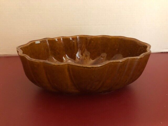 Vintage Cookson Pottery USA #603 Brown Oval Retro Collectible Planter / Bowl