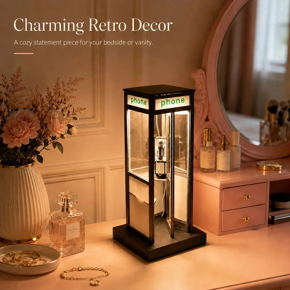 Vintage Tall Phonebooth Led Night Light Nostalgic British Street Decor Light War