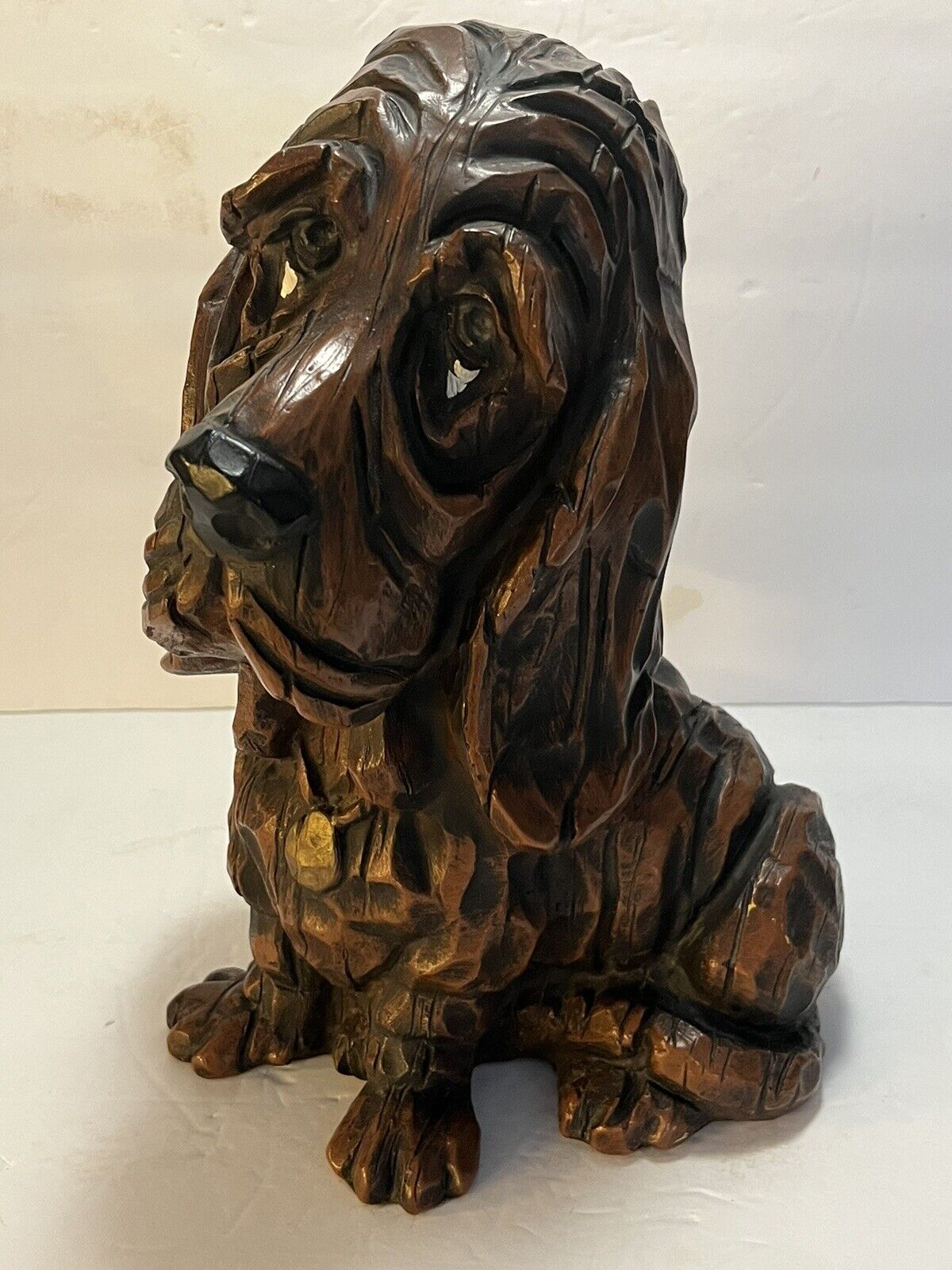 Lg 11’ Vtg Bassett Hound Dog Sad Big Eye Resin Figurine Universal Statuary 1972