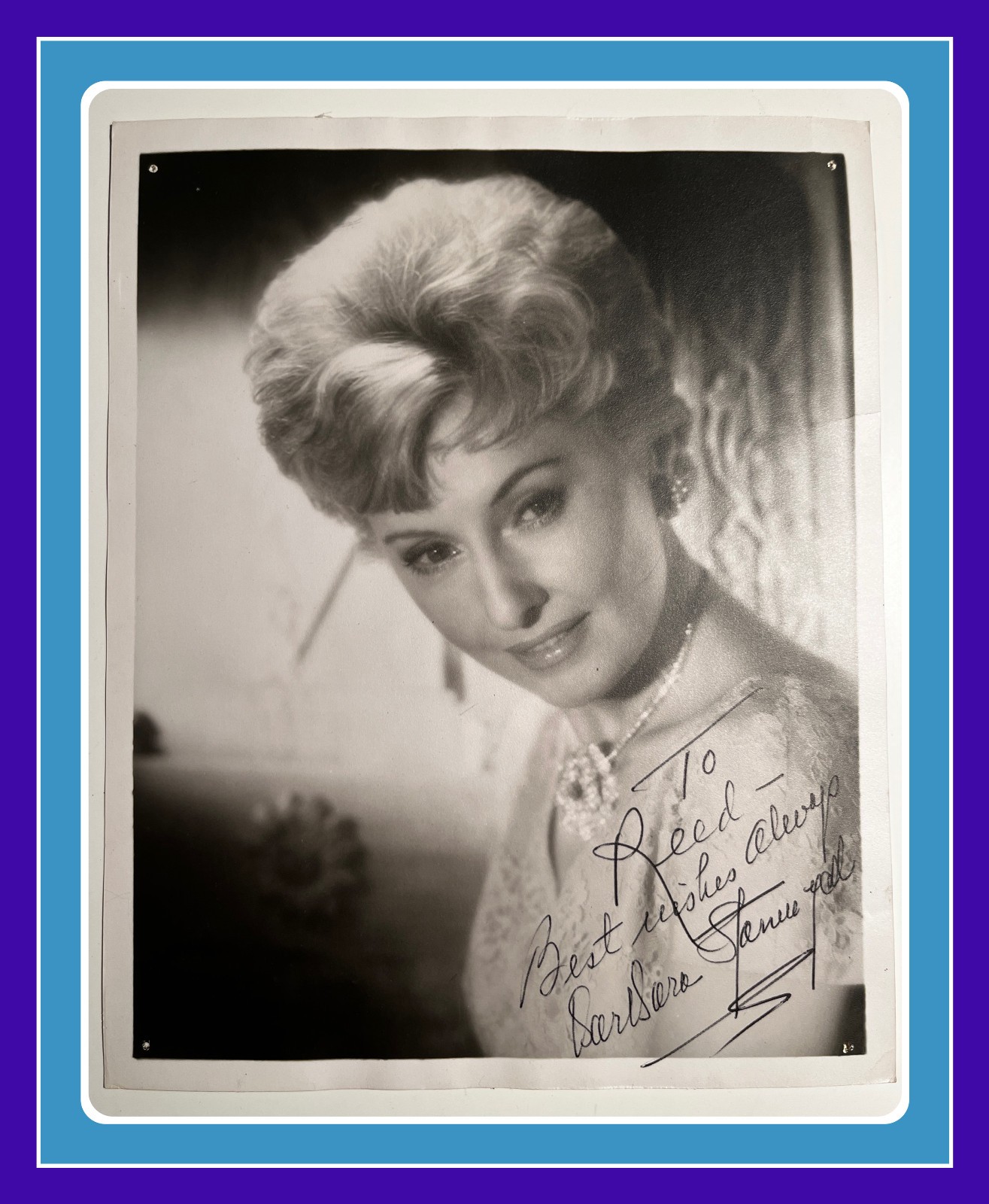 ACTRESS BARBARA STANWYCK PORTRAIT STUDIO SIGNED AUTOGRAPH B&W 8x10\