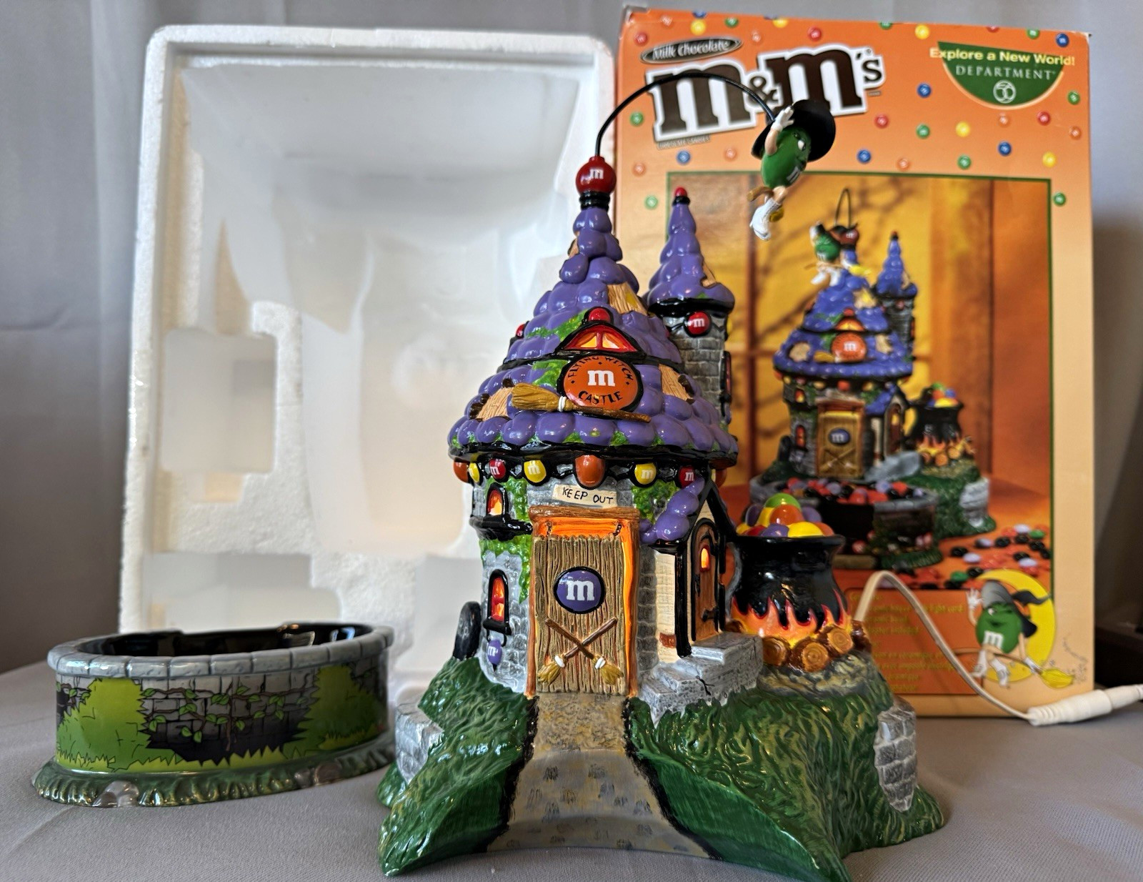 Department 56 Lighted M&M’s Flying Witch\'s Castle House & Candy Dish