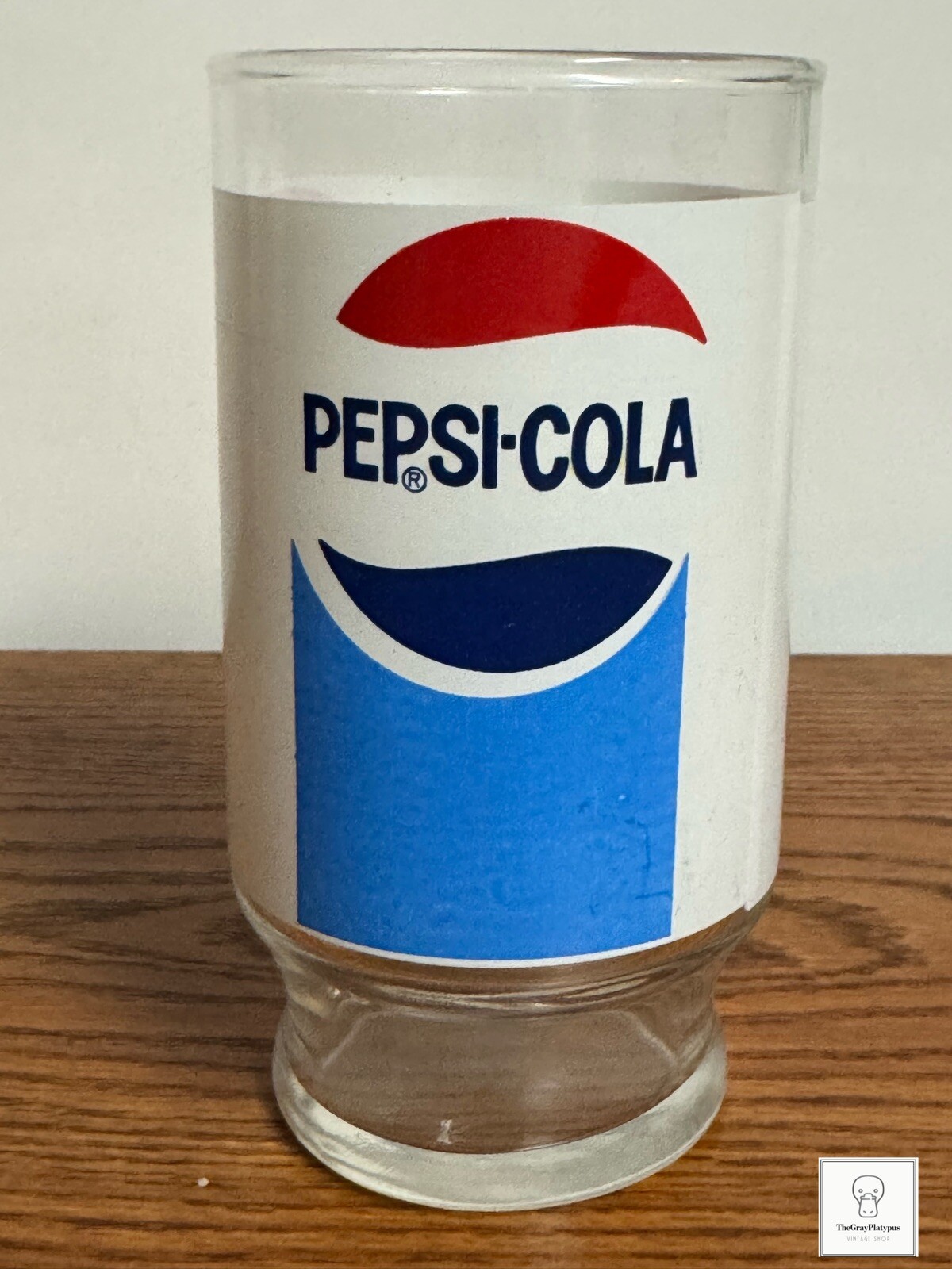 Pepsi Cola 12 oz Multicolor Pedestal Foot Drinking Glass/Tumbler/ Vintage /1970s