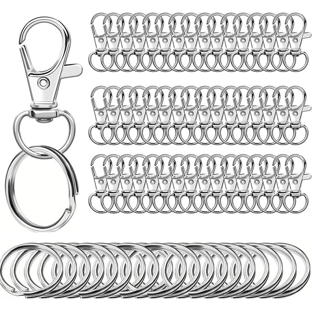 100pcs Keychain Hooks with 50pcs Key Rings 50pcs Swivel Lobster Claw Clasps for