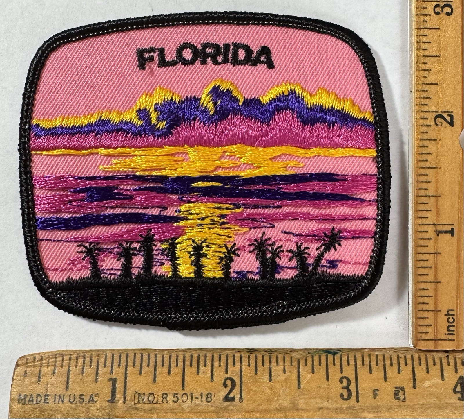 Vintage Florida Sunset Iron On Patch Travel Souvenir