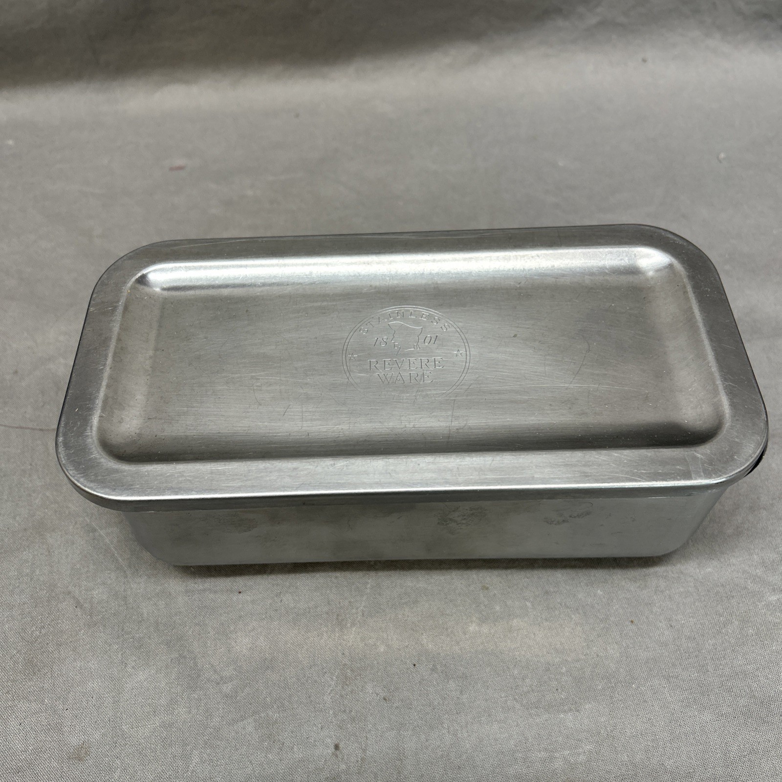 VTG Revere Ware Handy pan loaf pan Refrigerator storage stainless Steel W Lid VTG Revere Ware Handy pan loaf pan Refrigerator storage stainless Steel W Lid