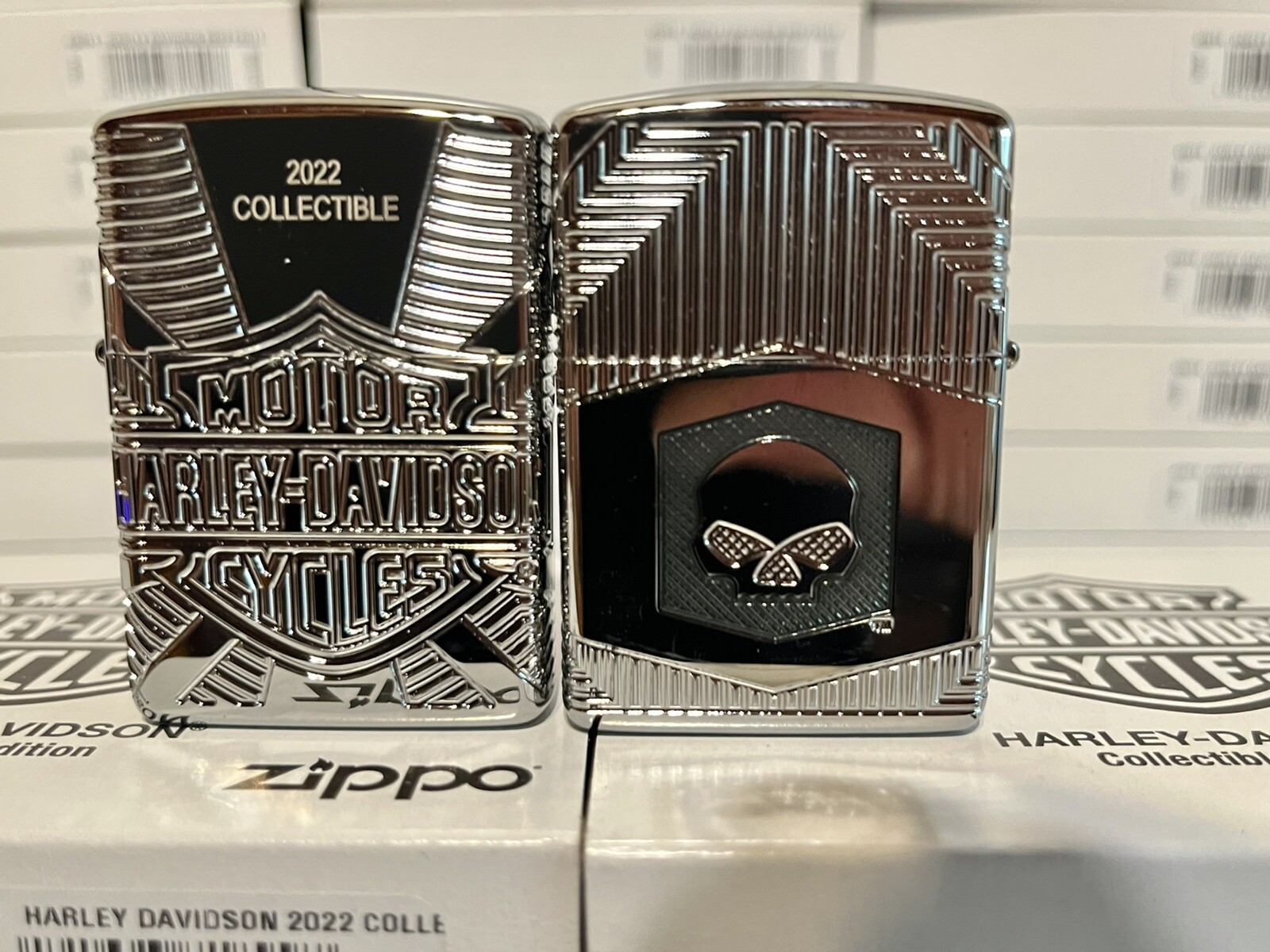 Zippo 2022 Limited Production Harley Davidson Armor Lighter, 49814, New In Box Zippo 2022 Limited Production Harley Davidson Armor Lighter, 49814, New In Box