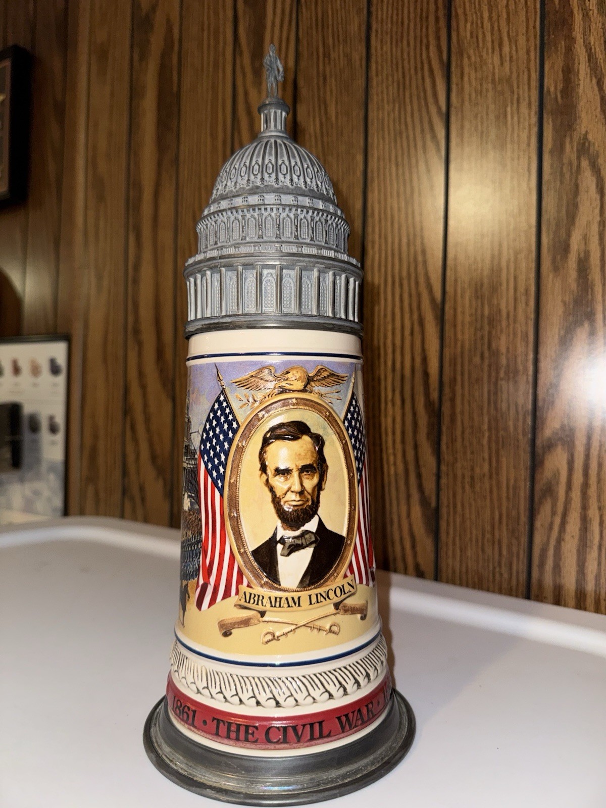 Budweiser 1992 Civil War Commemorative Lidded Stein Abraham Lincoln #05725 Budweiser 1992 Civil War Commemorative Lidded Stein Abraham Lincoln #05725