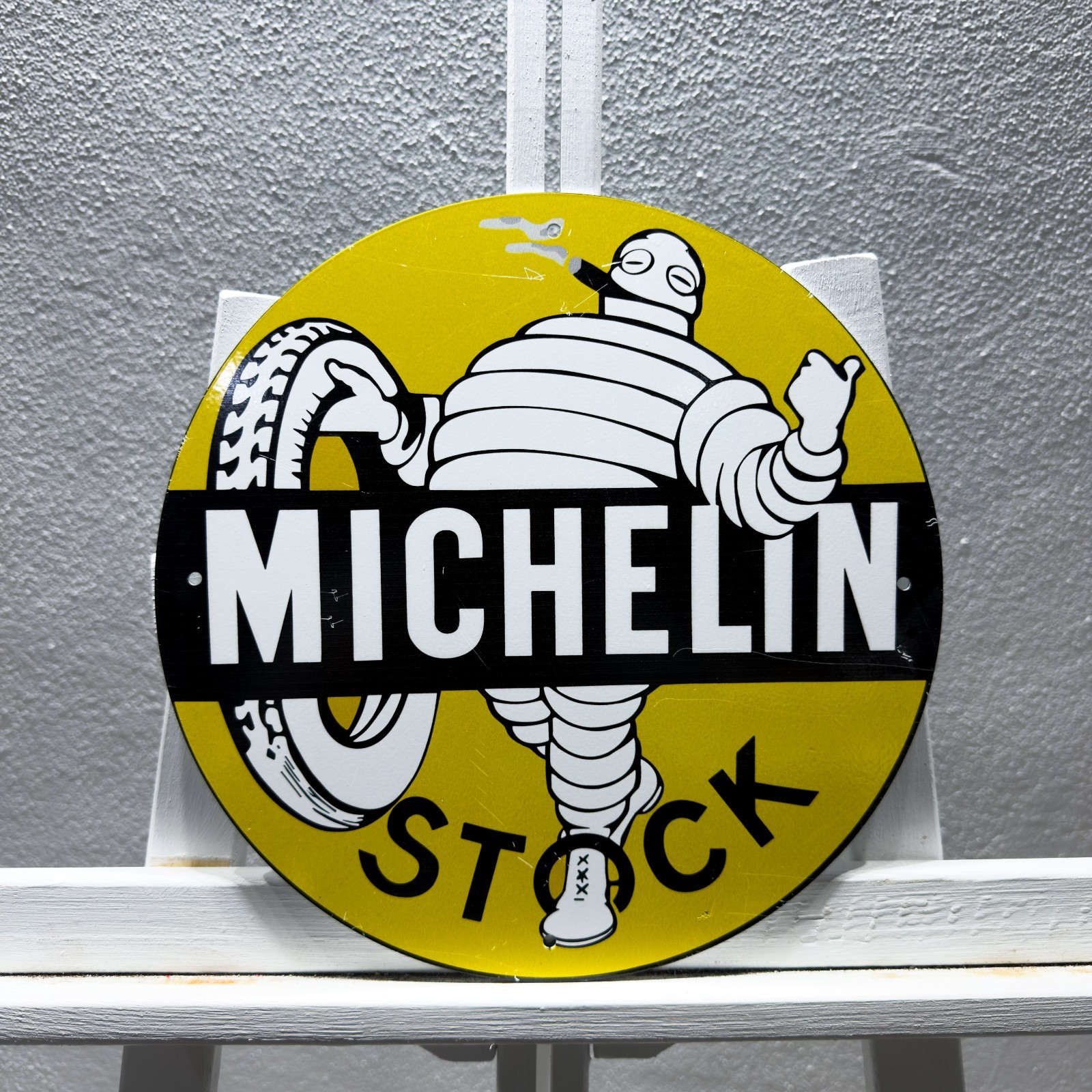 Michelin Stock Heavy Metal Sign — Vintage Garage Decor — 30 cm (11.8