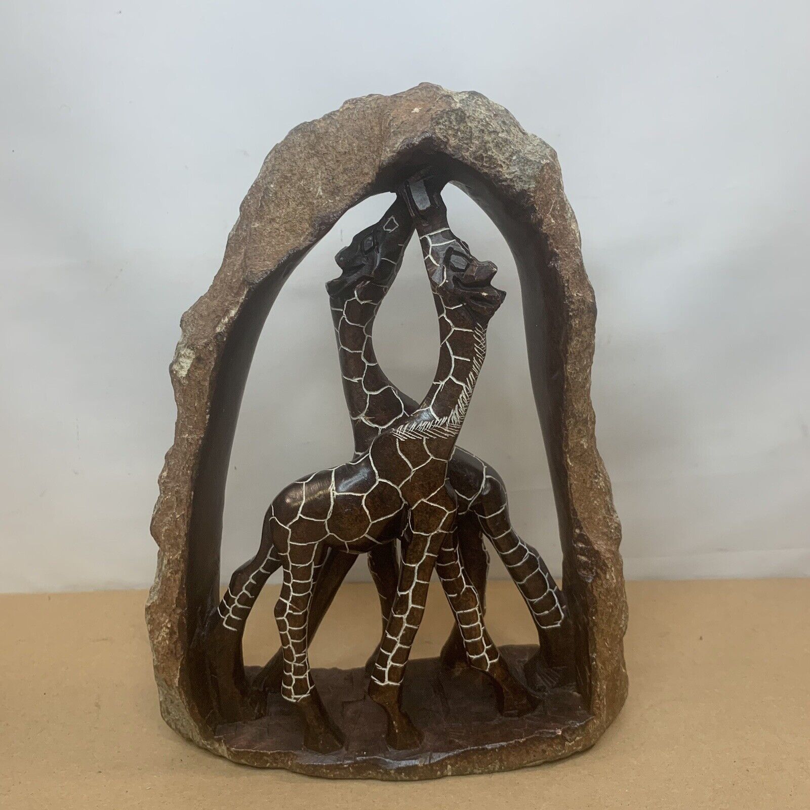 Kissing Giraffe Carved Serpentine Stone Giraffe Kissing Sculpture African?
